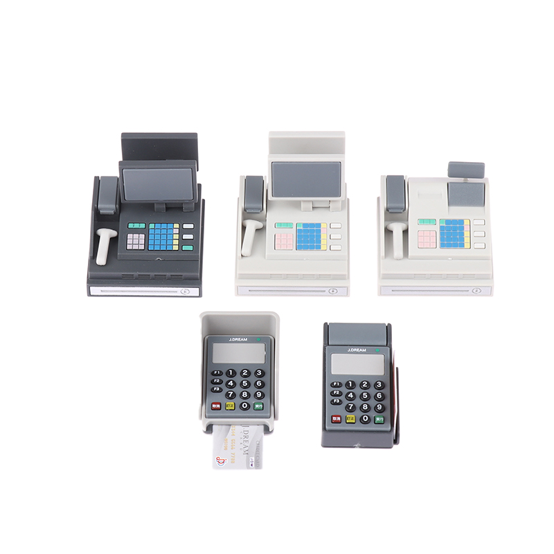 Toy Cash Register - Dollhouse Mini Supermercado Caixa registradora, Conjunto