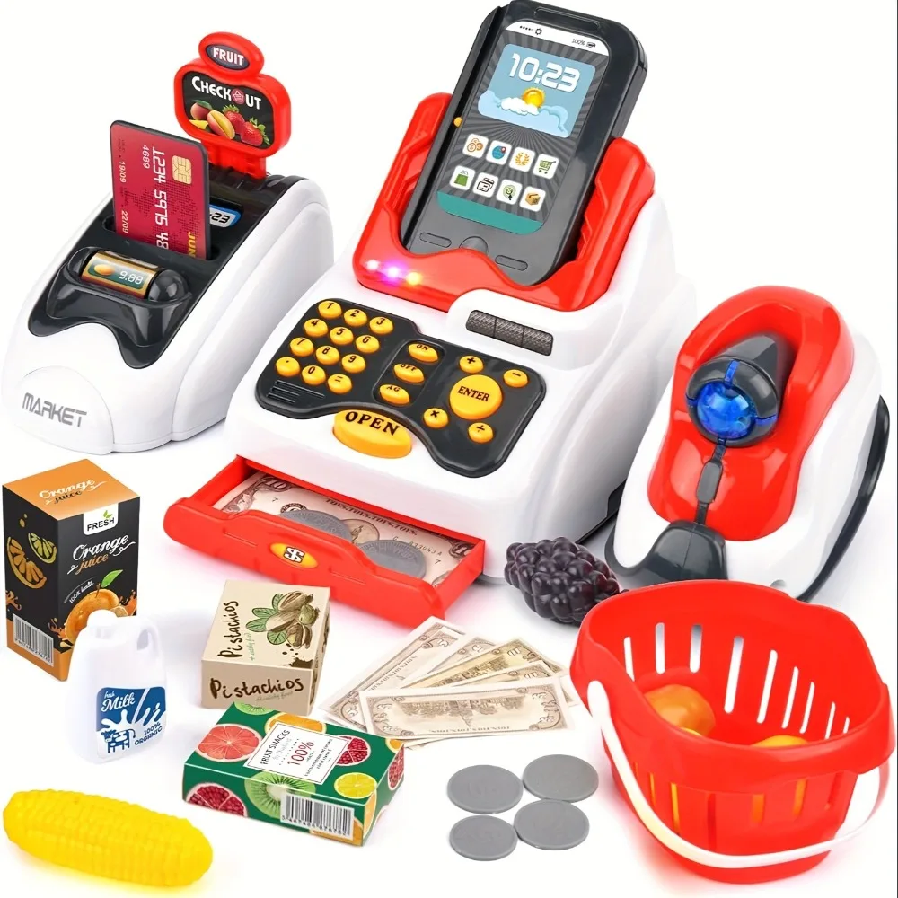 Toy Cash Register - 33 peças caixa registradora de brinquedo